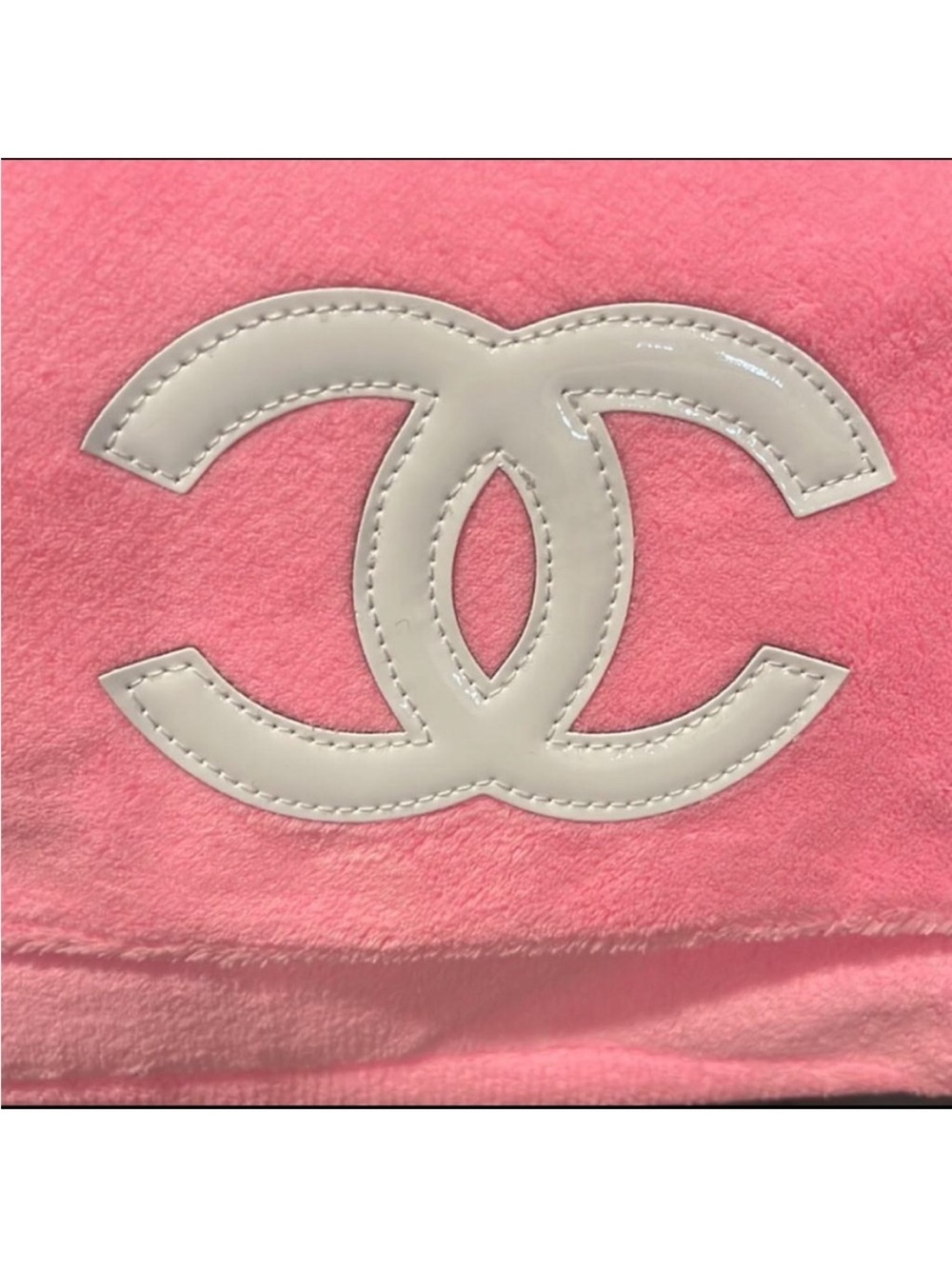CHANEL Pink Plush Shoulder Bag with White CC Logo VIP GWP - Picture 7 of 12